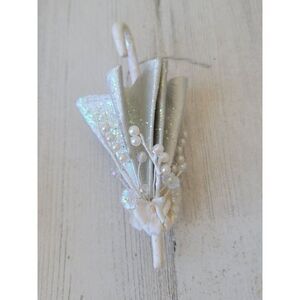 White mini glitter umbrella flower ornament Xmas